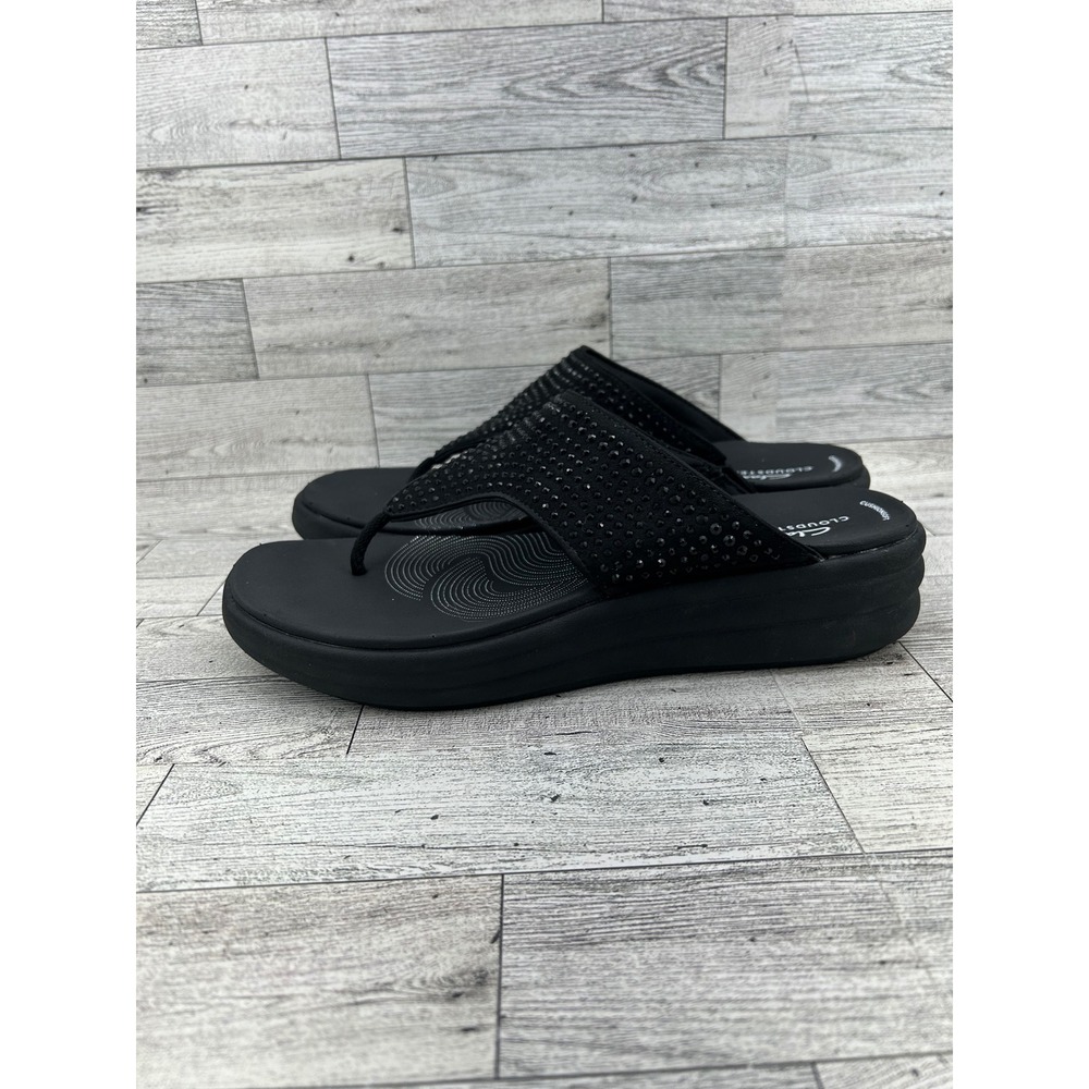 Clarks Black Embellished Thong Sandals